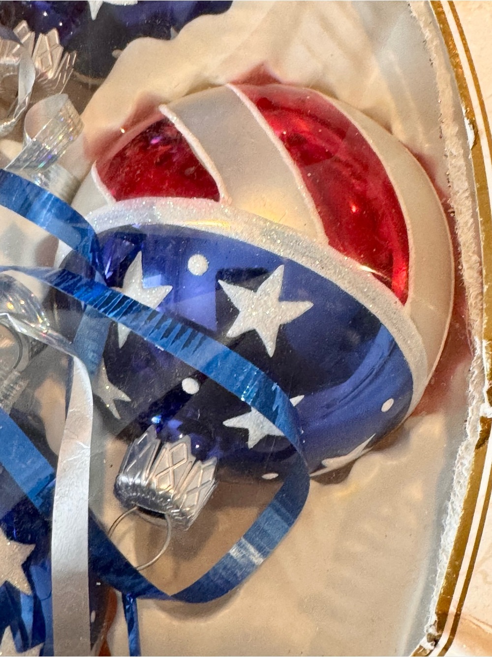 🇺🇸 USA American Red, White & Blue Star Stripe Glass Ornaments - 2004 - 2” - Picture 6 of 15